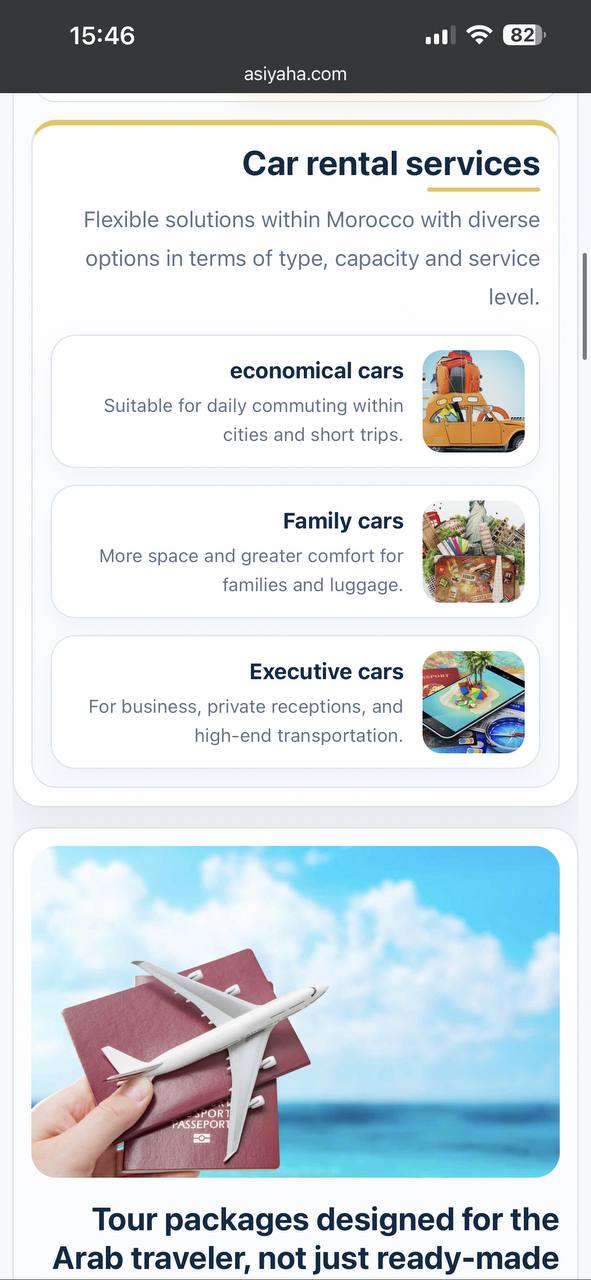 Asiyaha — car rental category blocks