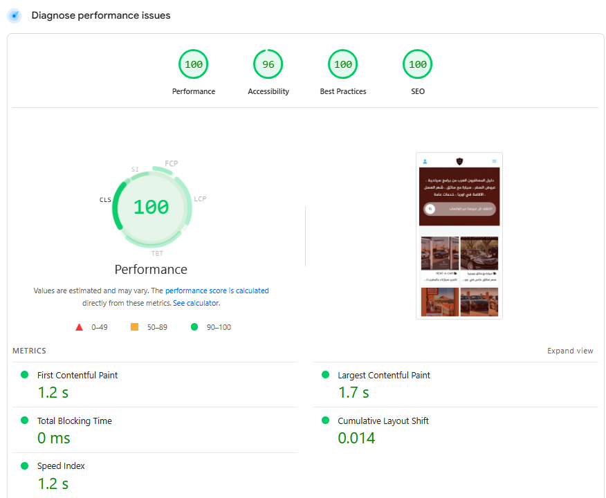 Mobile performance — Alfaris Service