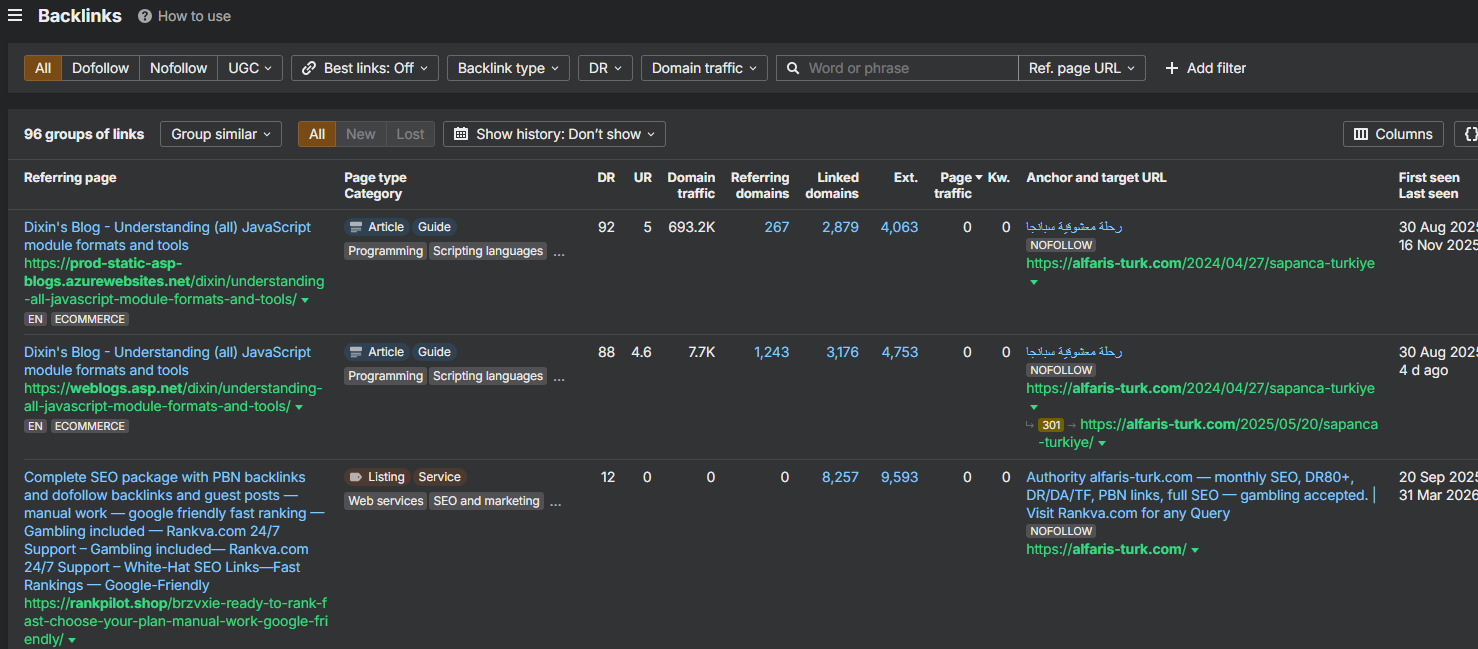 Backlink-detail views add another layer of transparency by showing actual referring pages and anchor paths