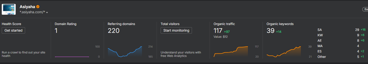 External SEO tools confirm a growing organic and keyword footprint