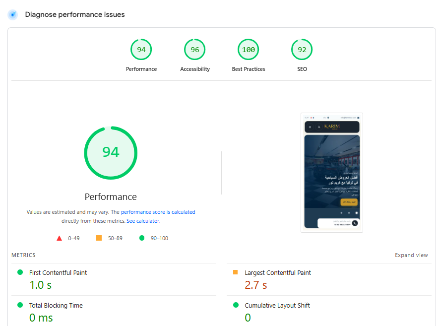 Mobile performance is strong, with the main caveat being large owner-added images