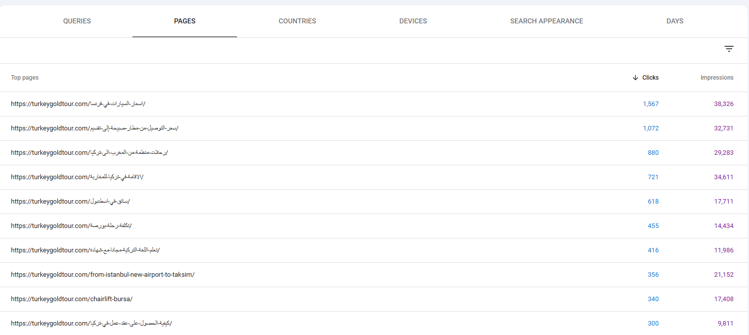 Multiple pages contributed meaningful search traffic