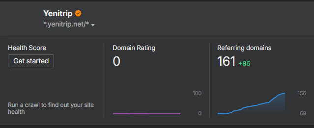 Ahrefs confirms that the site is rebuilding authority, with strong referring-domain growth visible after the recovery work